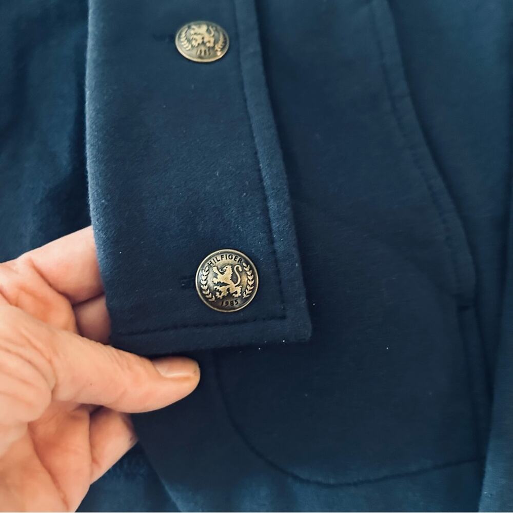 Tommy Hilfiger Military open front stretch cotton coatigan Navy/ black Size S/P - Picture 3 of 6